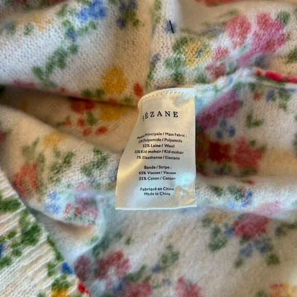 NWT Sezane Juno Cardigan XXS/XS Sweater Reversible Floral Ivory Jardin Secret - Picture 9 of 13
